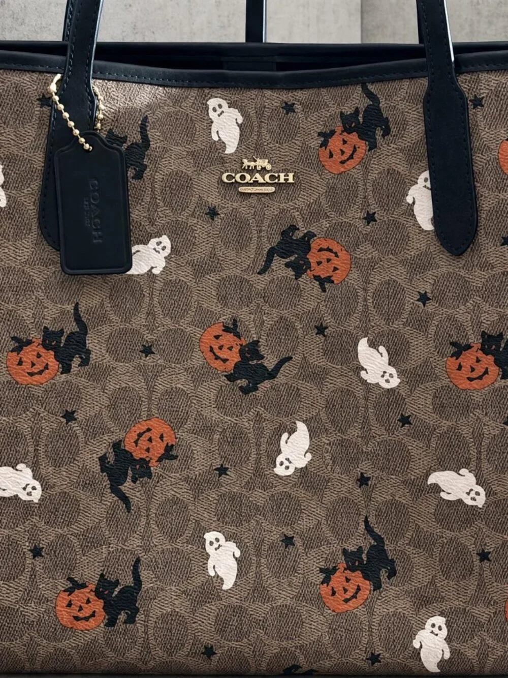 Coach City Tote In Signature Canvas With Halloween Print
